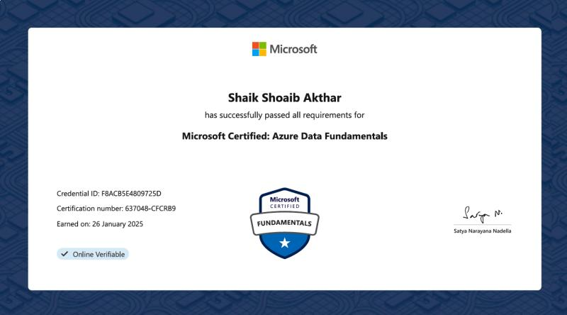 Microsoft Certified: Azure Data Fundamentals